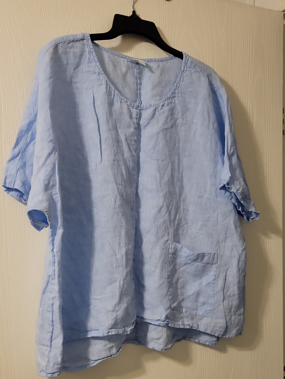 J. Jill Light Blue Linen Short-Sleeve Blouse